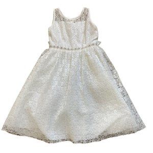 Flower Girl Dress Joy Kids USA White Jeweled Formal Sz 18 Junior Brides Maid